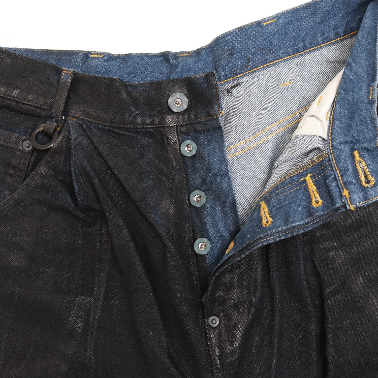 KNICKER BOCKERS DENIM (coating damaged) #INDIGO × BLACK COATING [S23AW24DNM-CRASH]