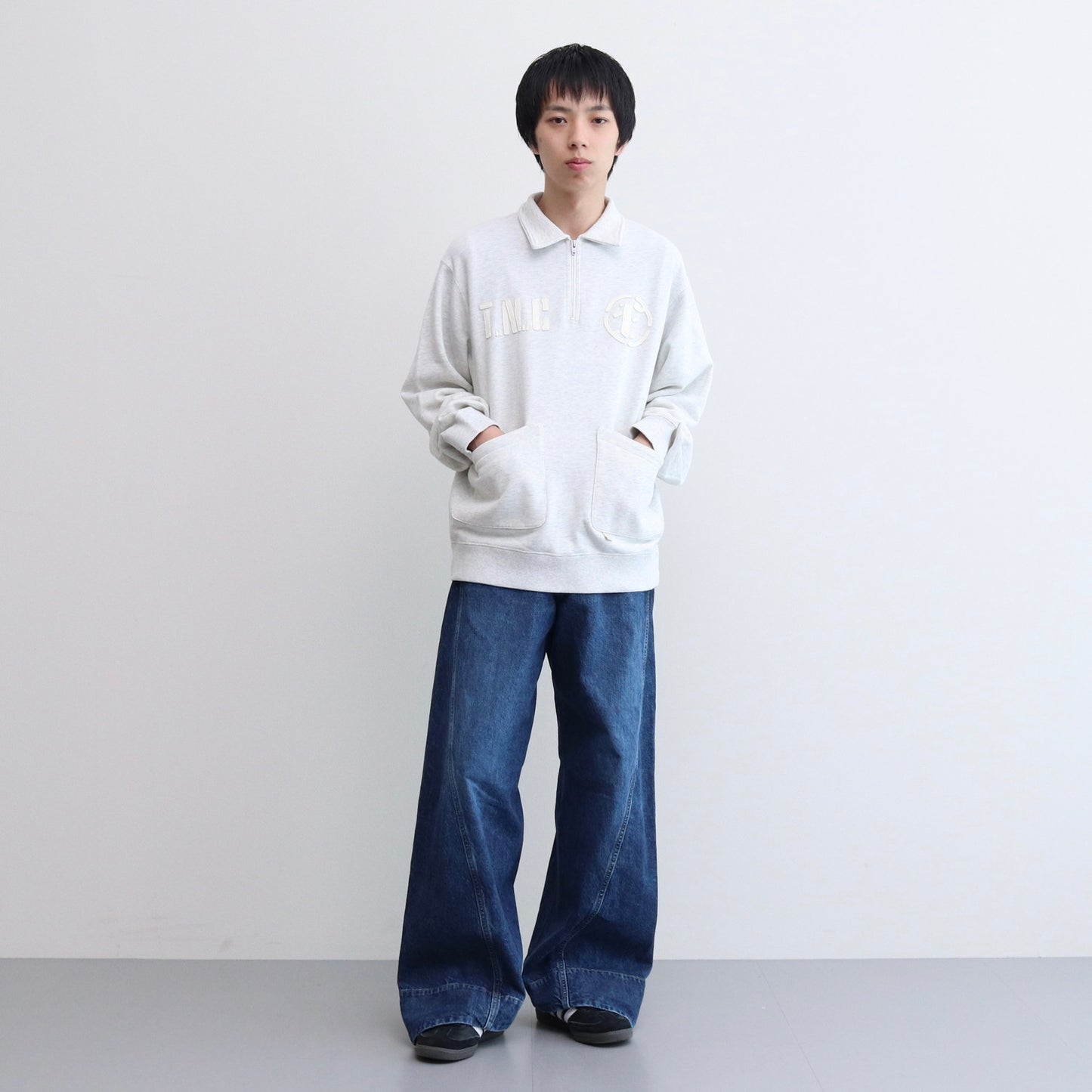 Half Zip Sweat Top #GRAY [13412011]