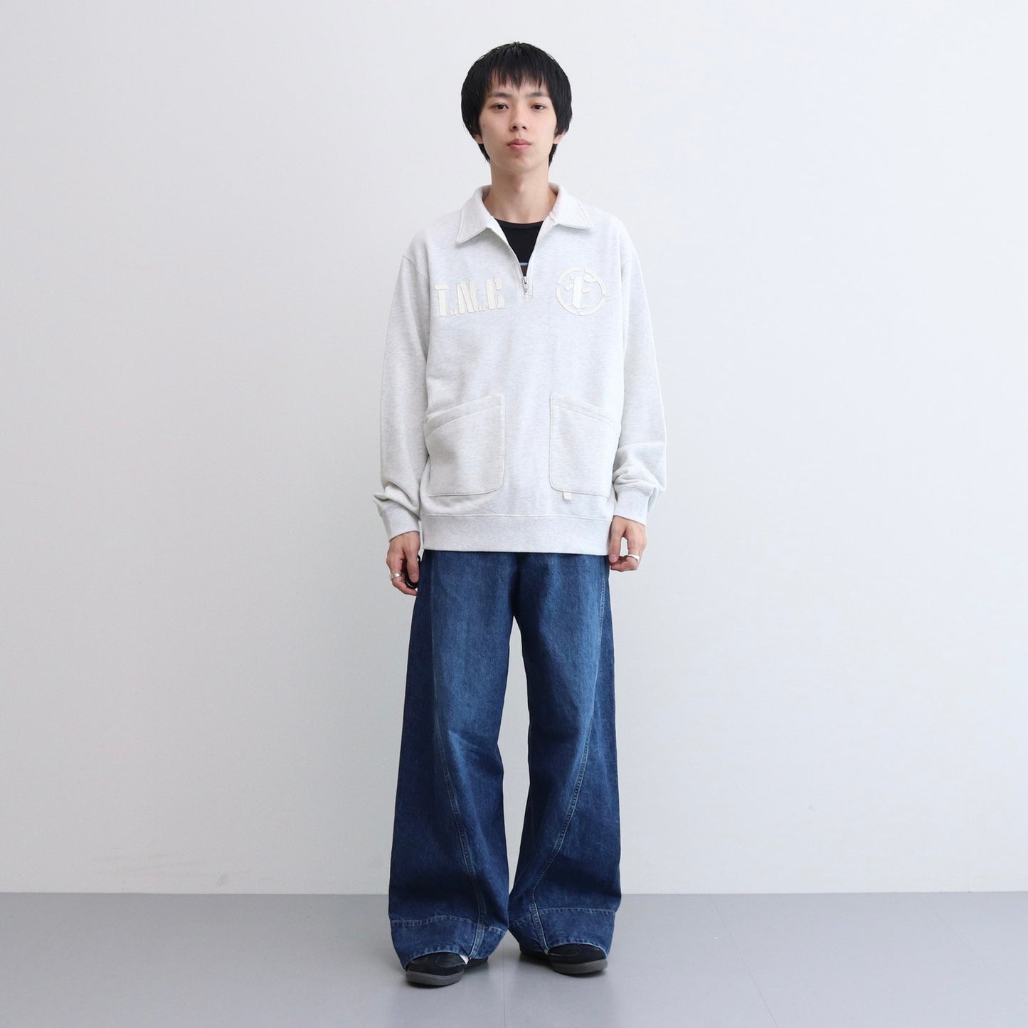 Half Zip Sweat Top #GRAY [13412011]