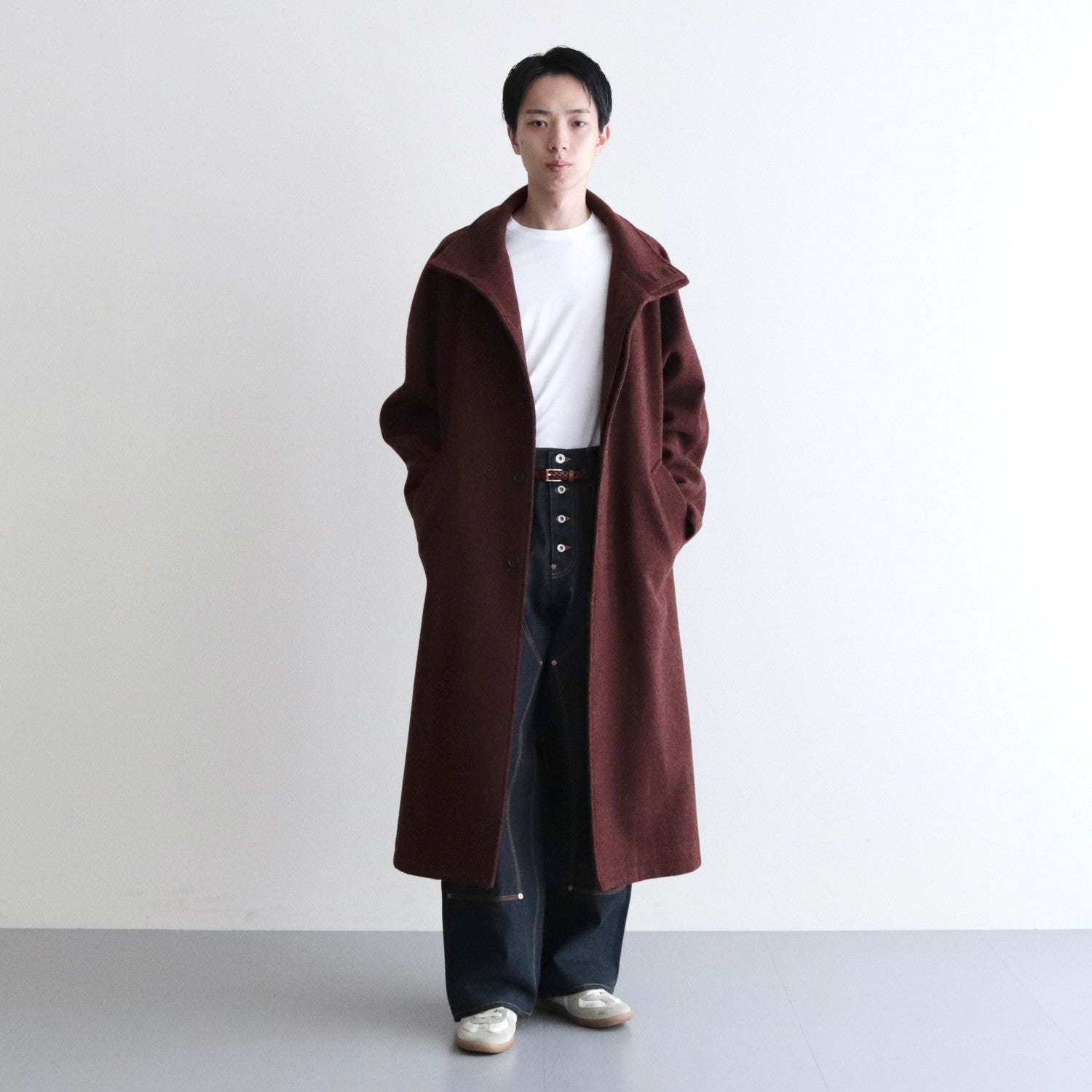 Stand Collar Long Coat #BROWN [AL23W-CO01]