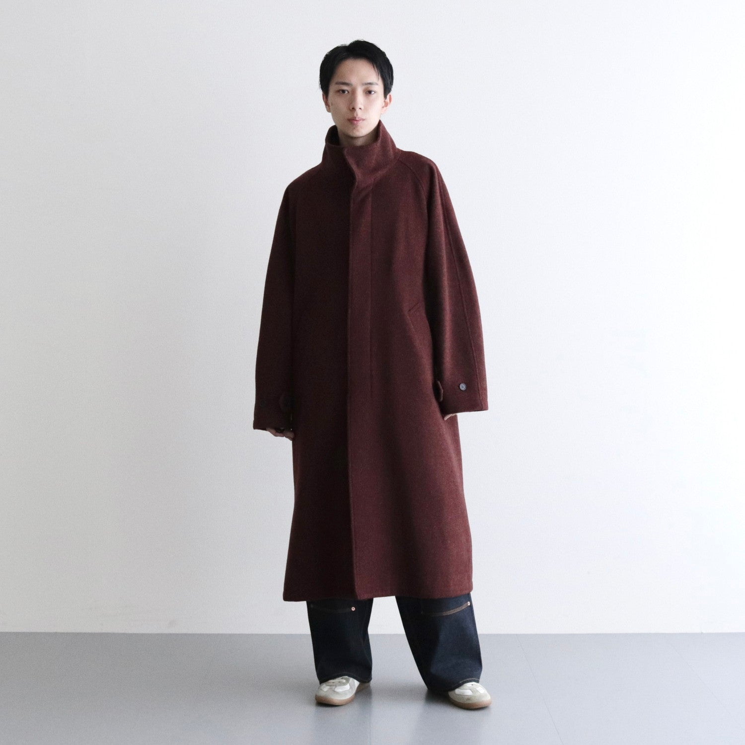 Stand Collar Long Coat #BROWN [AL23W-CO01]