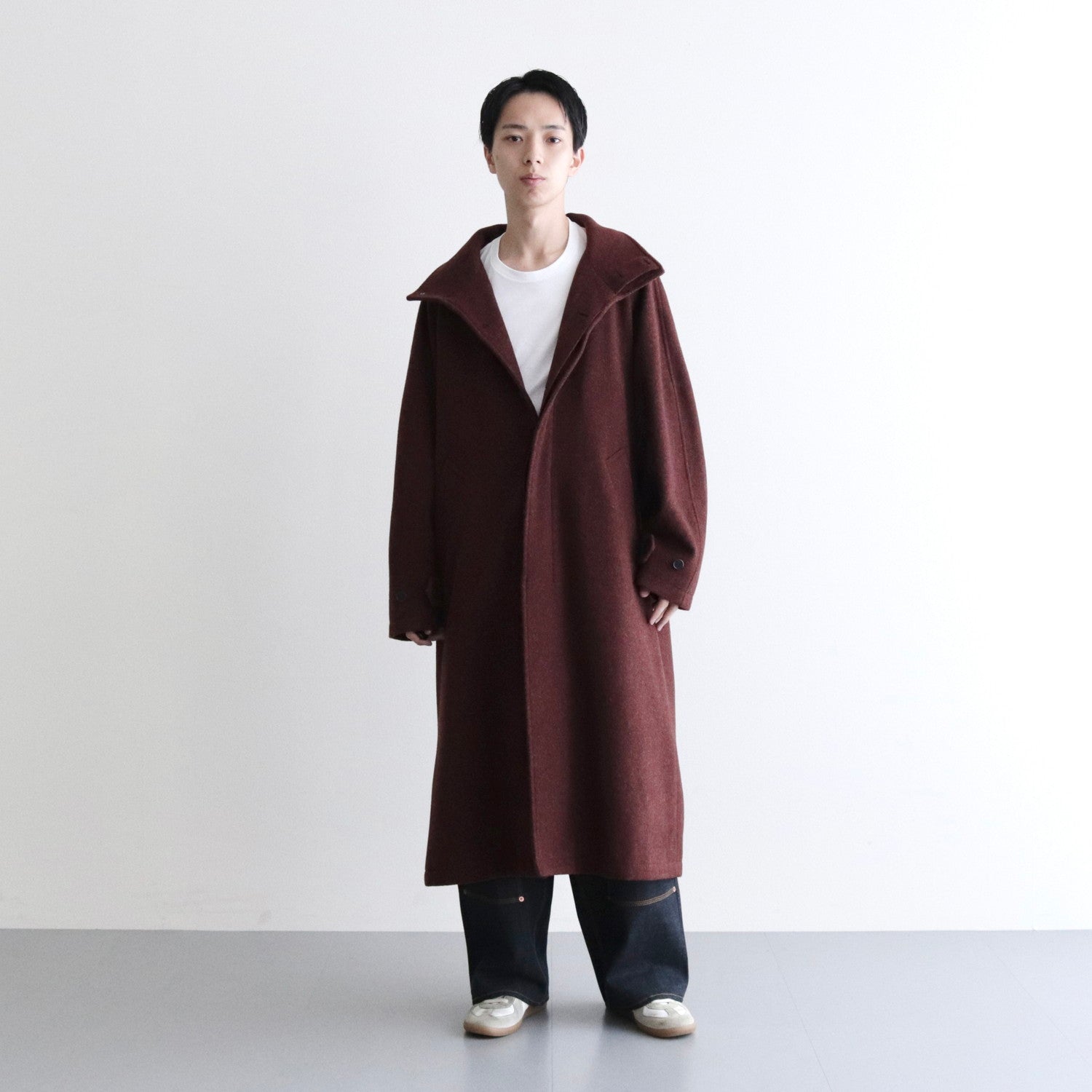 Stand Collar Long Coat #BROWN [AL23W-CO01]