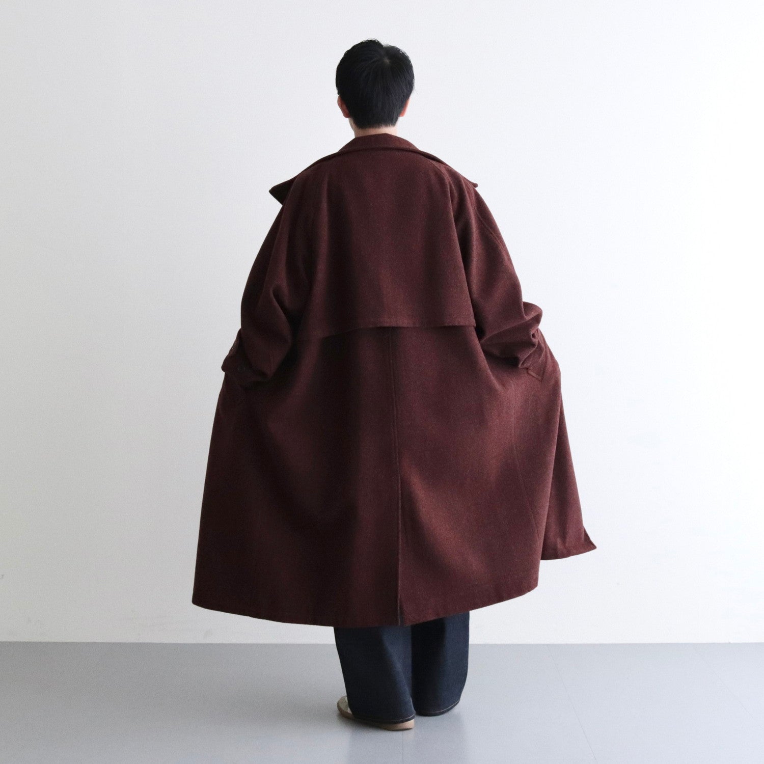 Stand Collar Long Coat #BROWN [AL23W-CO01]