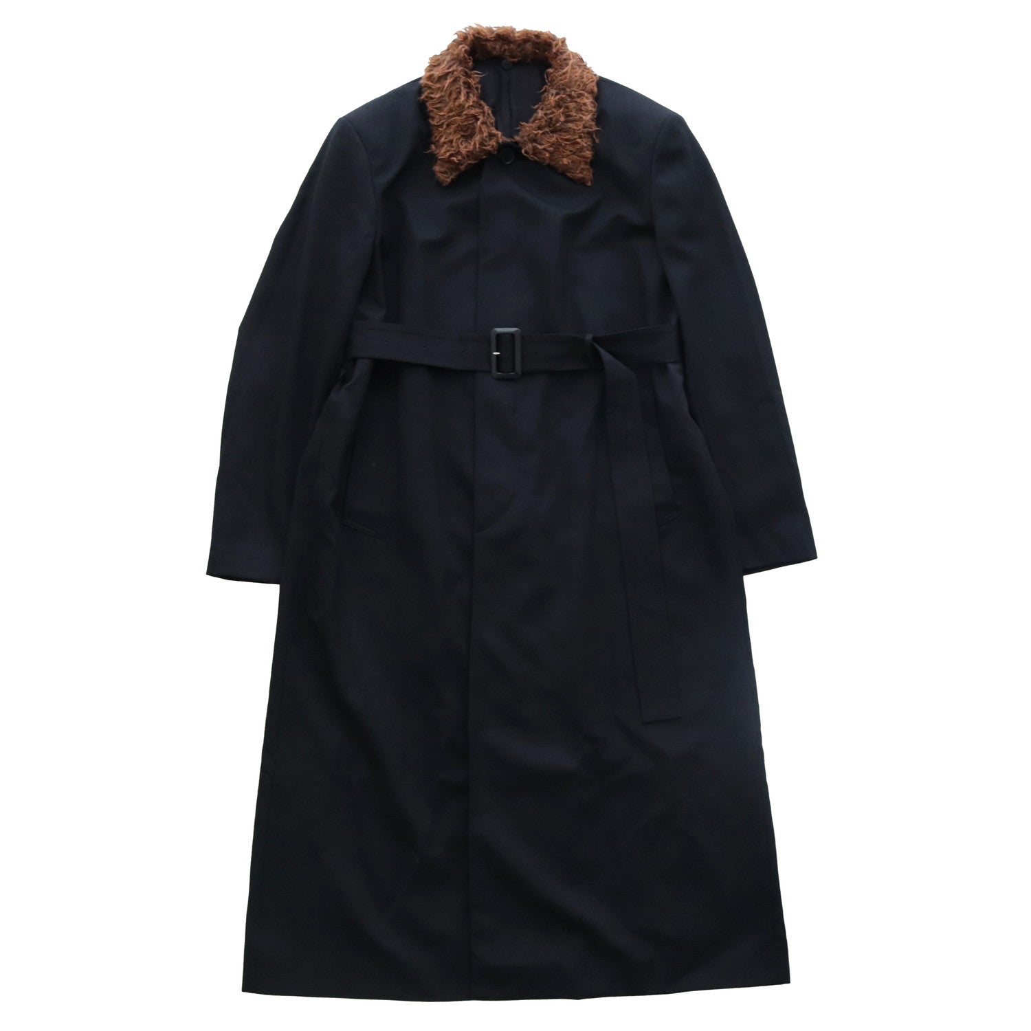 FUR COLLAR COAT #BLACK [232-01-0402]