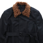 FUR COLLAR COAT #BLACK [232-01-0402]