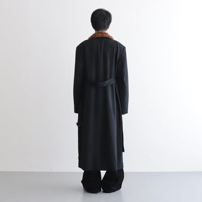 FUR COLLAR COAT #BLACK [232-01-0402]