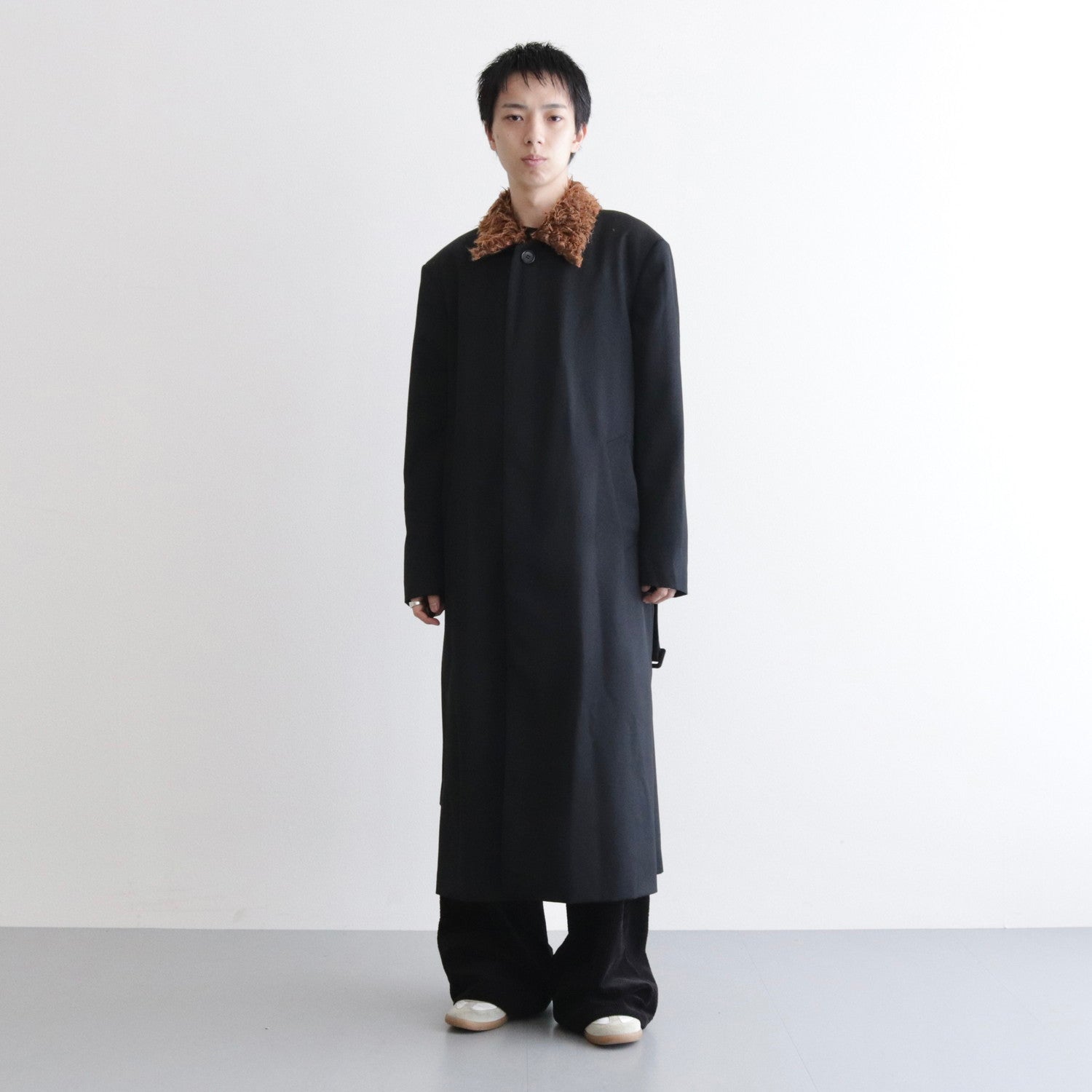 FUR COLLAR COAT #BLACK [232-01-0402]