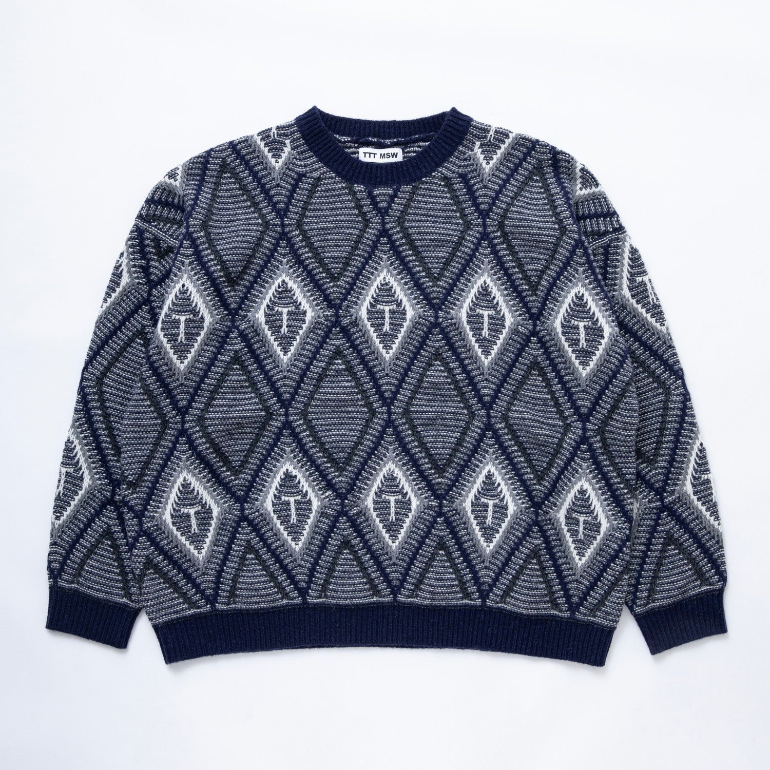 Diamond pull over knit #NAVY [TTT-2024SS-KT04]