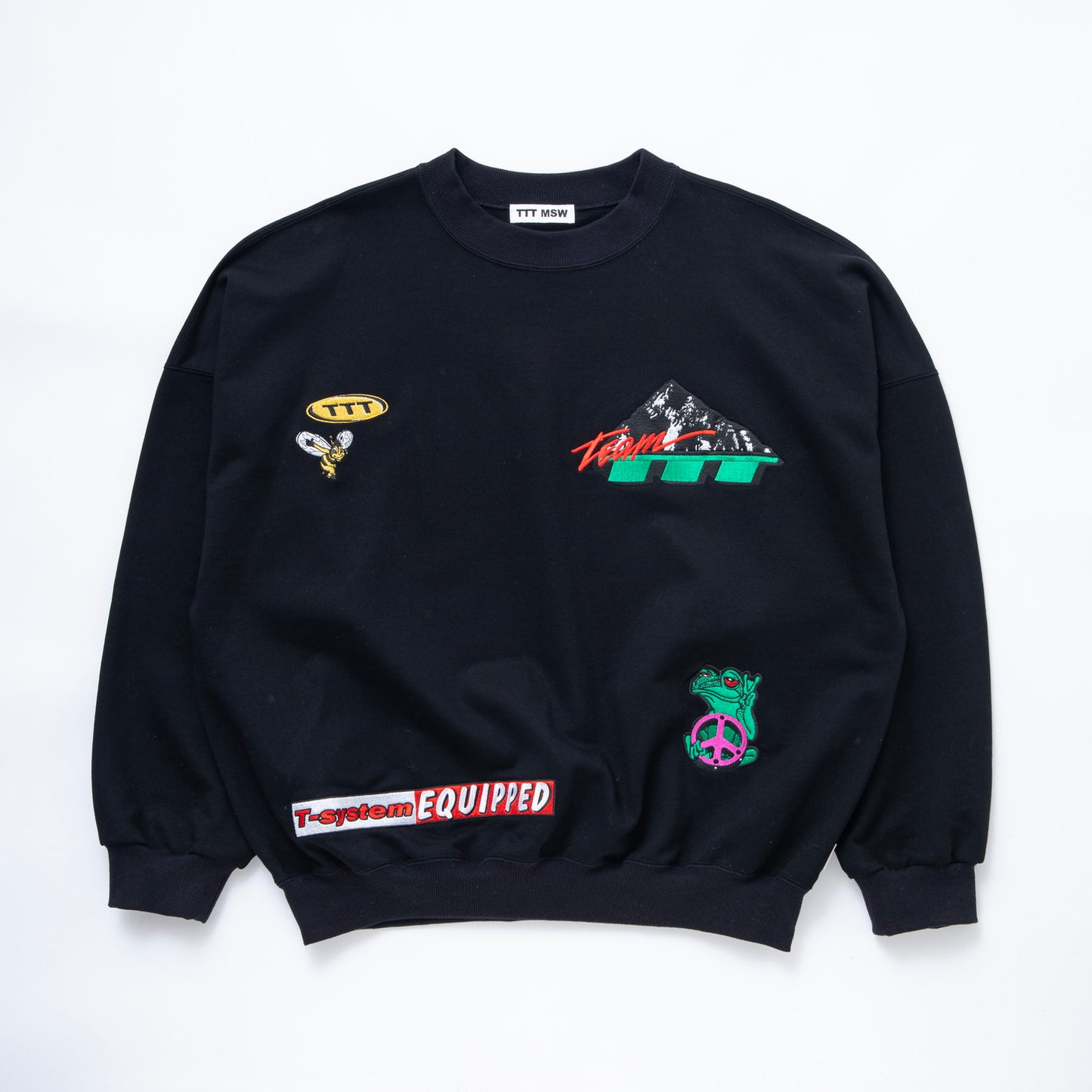 Mulch embroidery crew neck sweat #BLACK [TTT-2024SS-CT06]