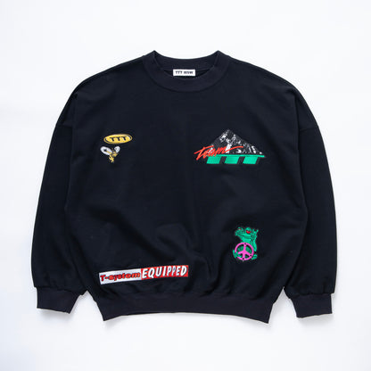Mulch embroidery crew neck sweat #BLACK [TTT-2024SS-CT06]