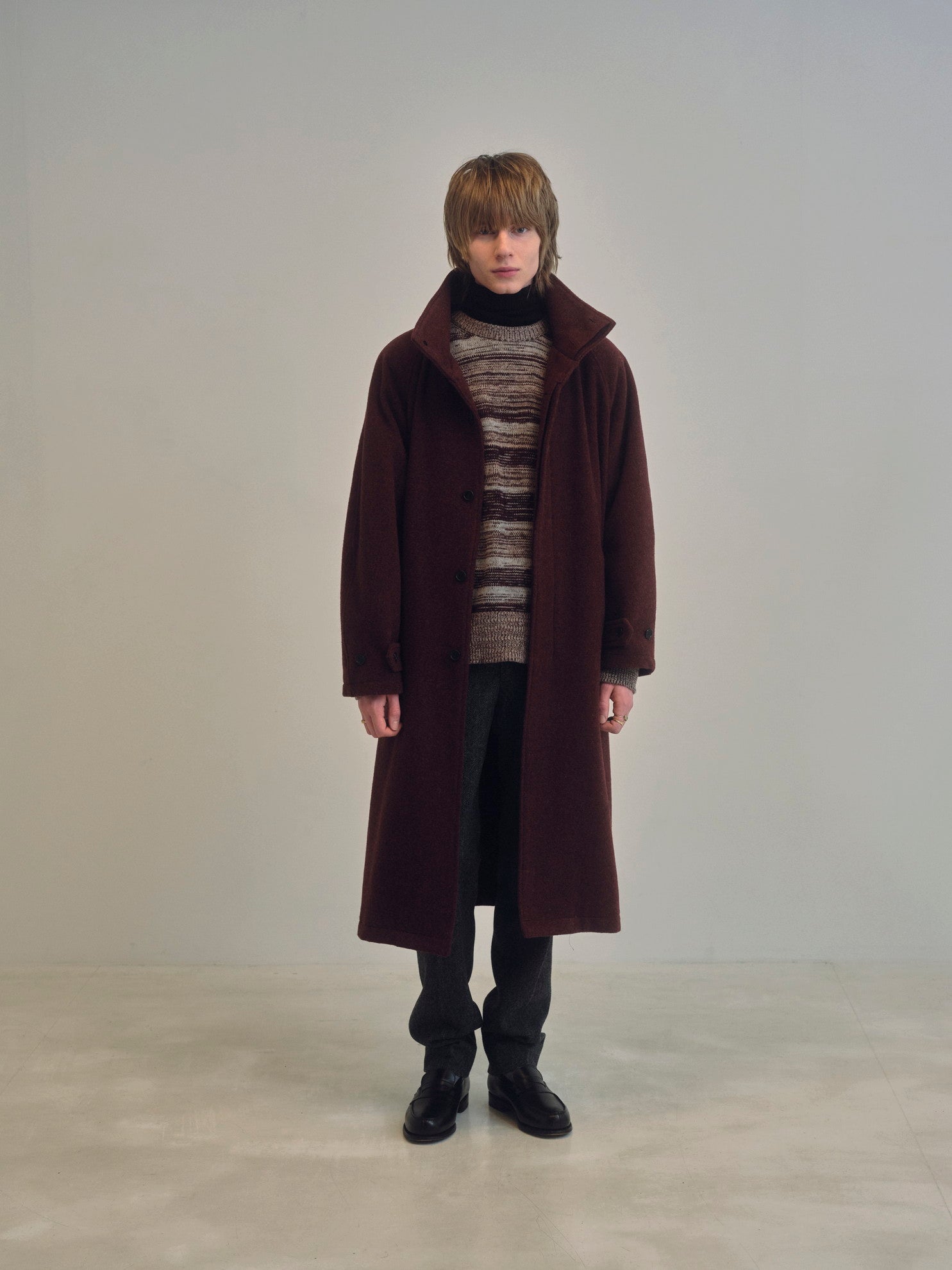 Stand Collar Long Coat #BROWN [AL23W-CO01]