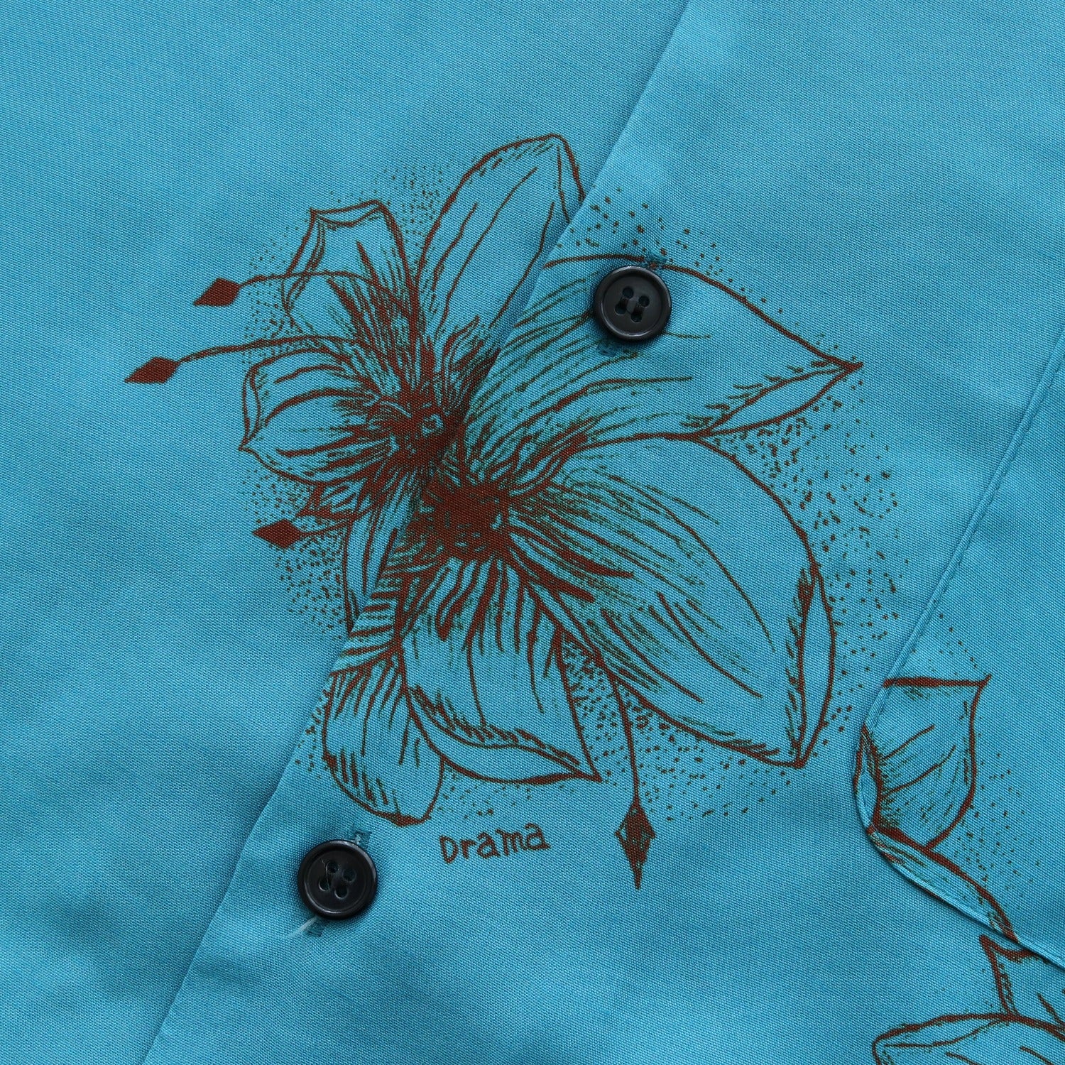 HAWAIIAN H/S SHIRT #SKY/BROWN [TI4009]