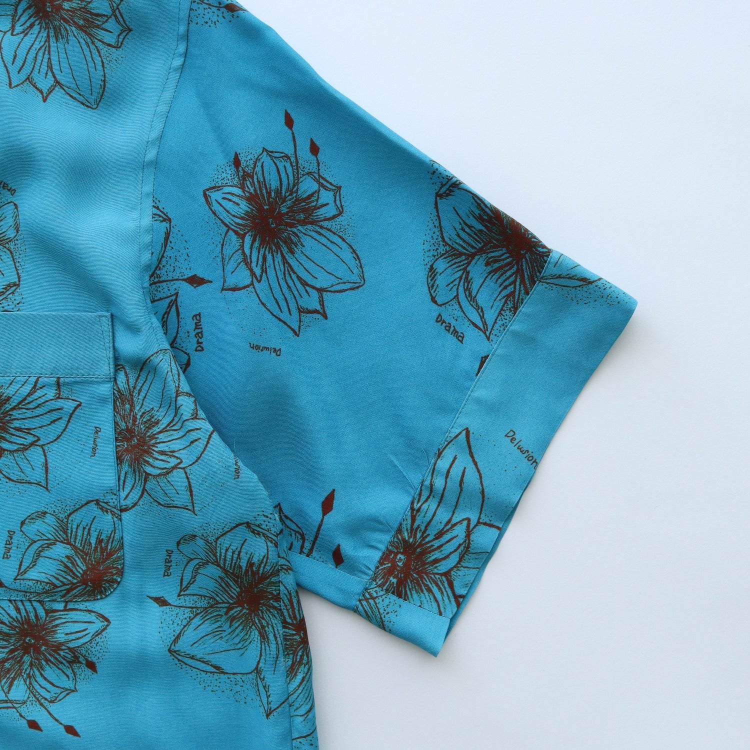 HAWAIIAN H/S SHIRT #SKY/BROWN [TI4009]