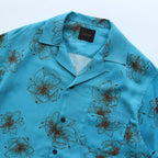 HAWAIIAN H/S SHIRT #SKY/BROWN [TI4009]