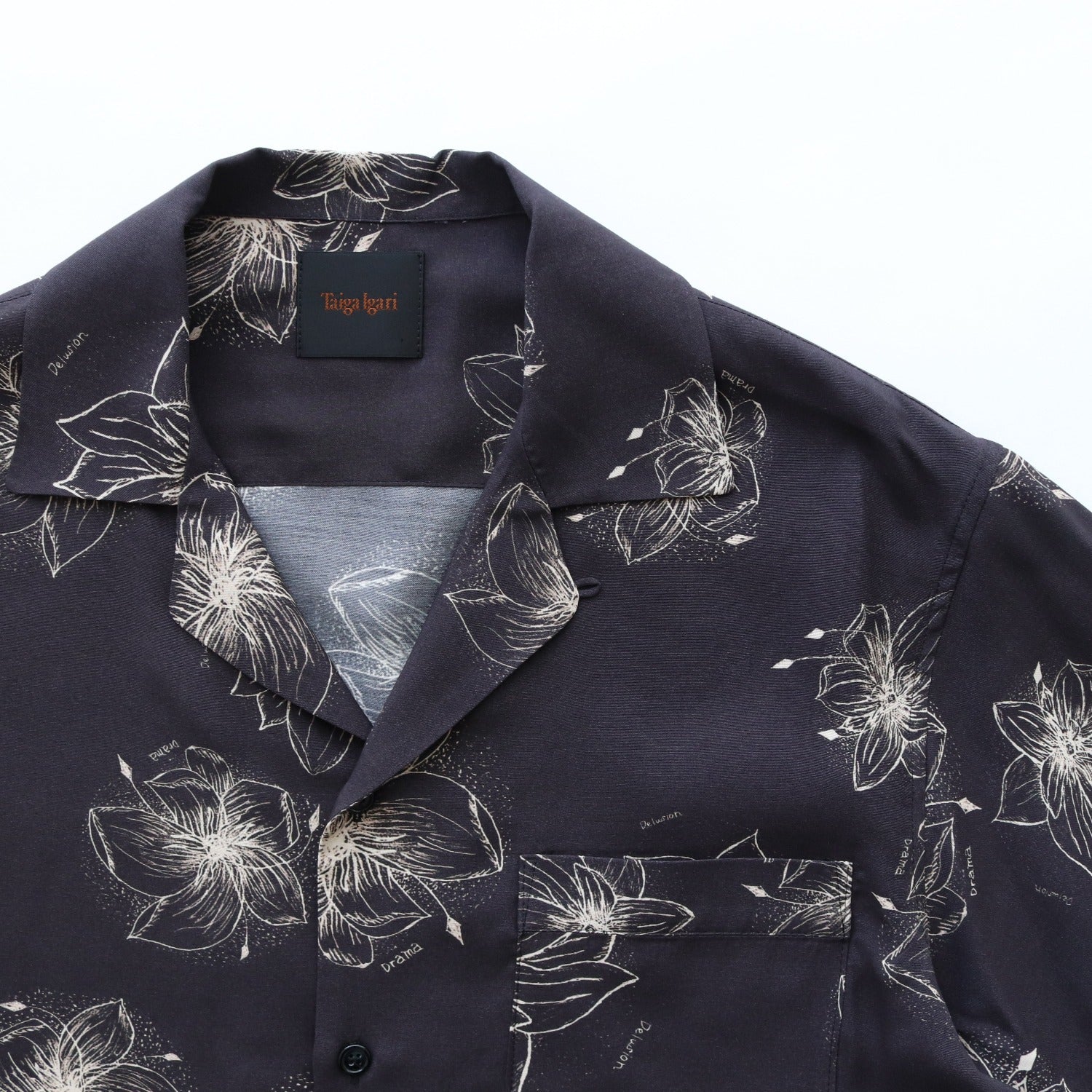 HAWAIIAN H/S SHIRT #BLACK/CREAM [TI4009]