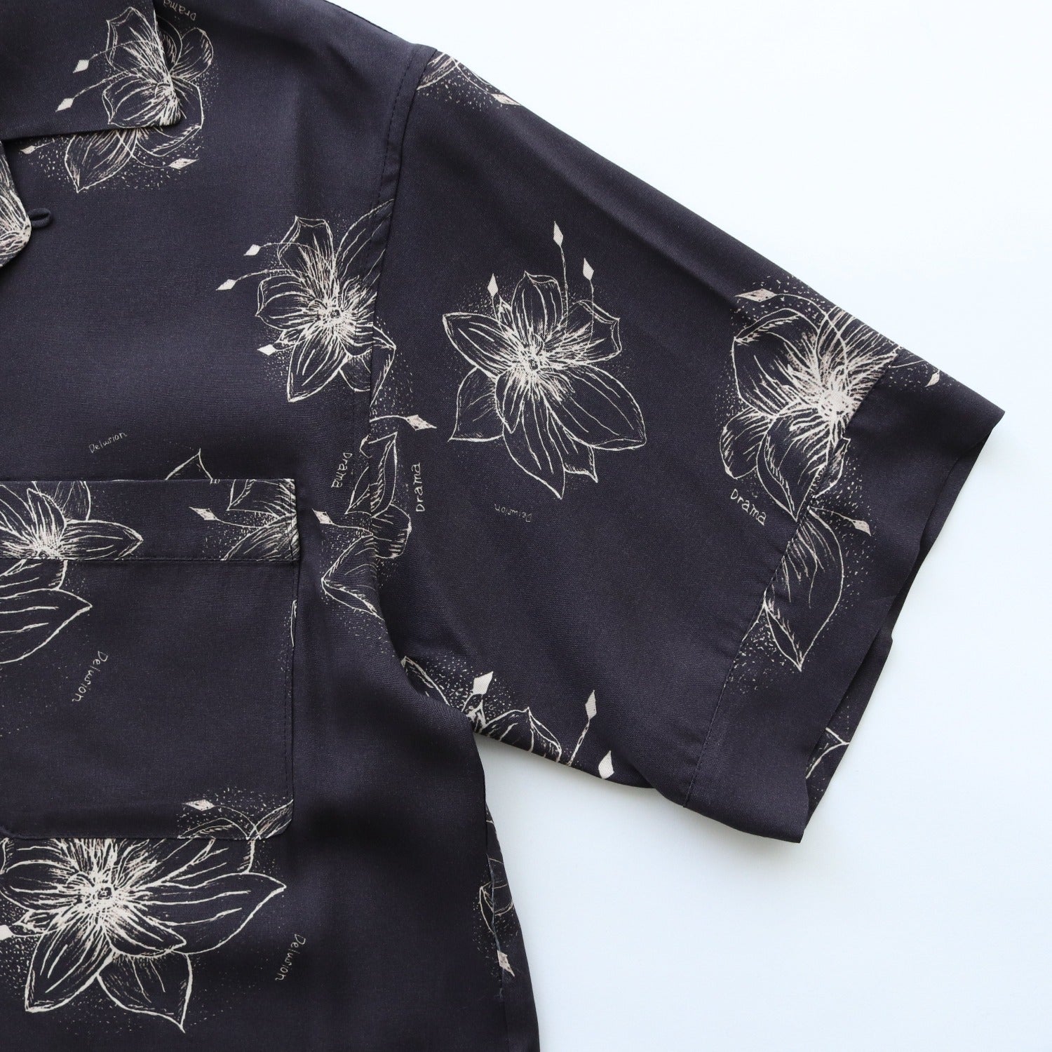 HAWAIIAN H/S SHIRT #BLACK/CREAM [TI4009]