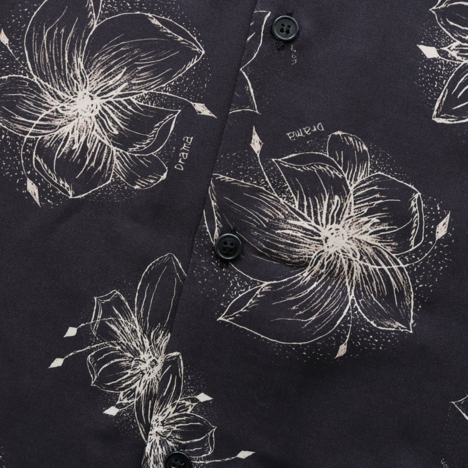 HAWAIIAN H/S SHIRT #BLACK/CREAM [TI4009]