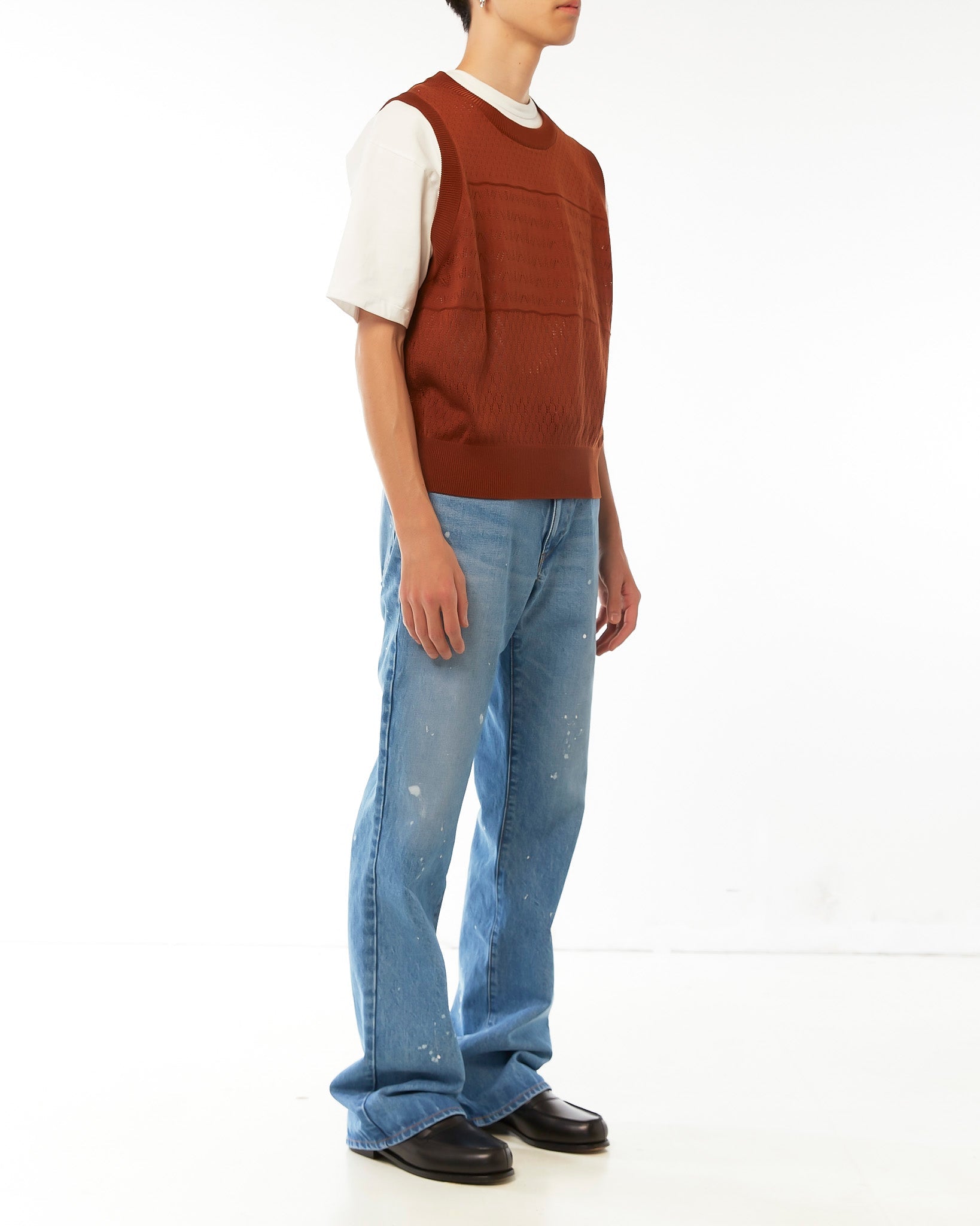 OPENWORK KNIT VEST #BROWN [AL23S-KN03]