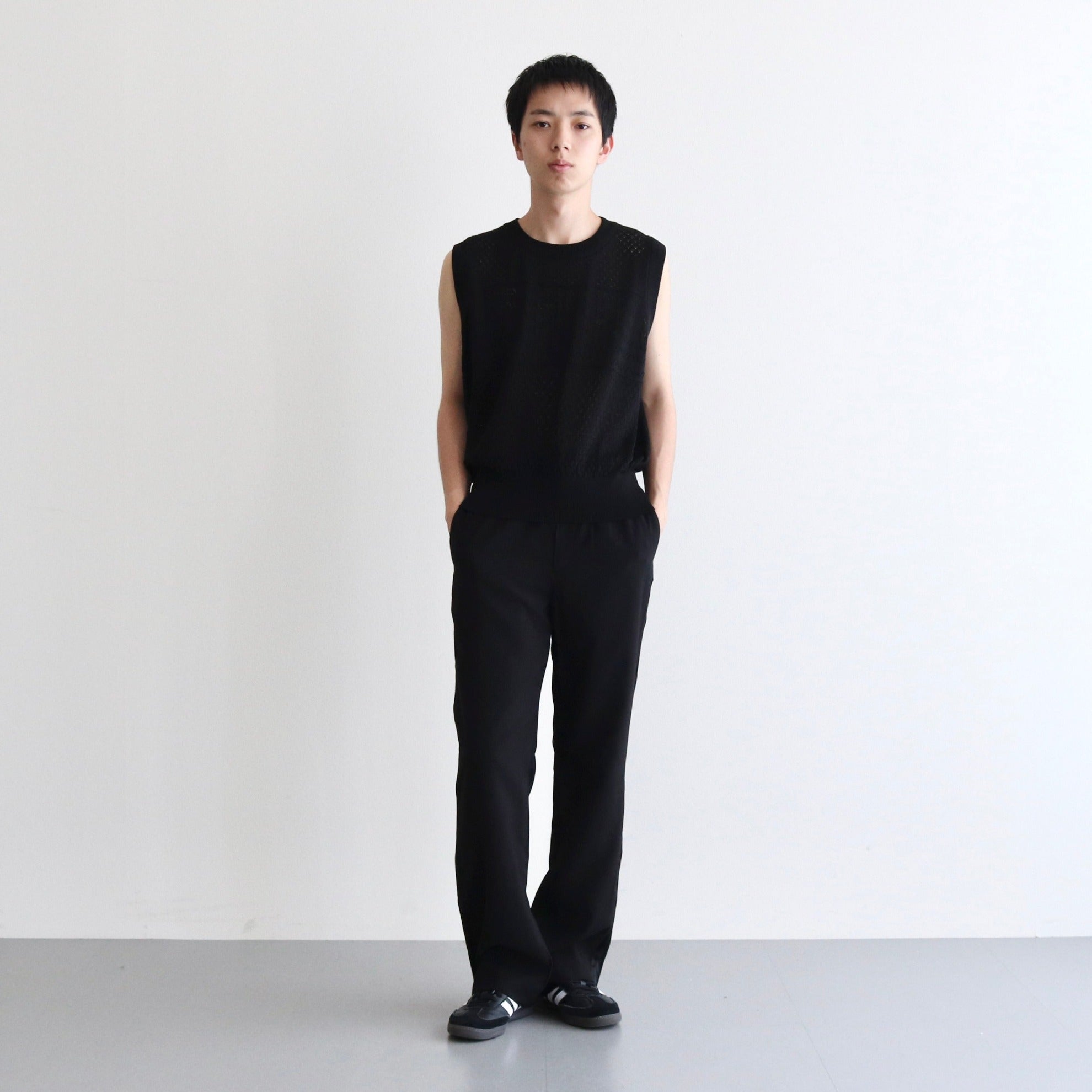 OPENWORK KNIT VEST #BLACK [AL23S-KN03]