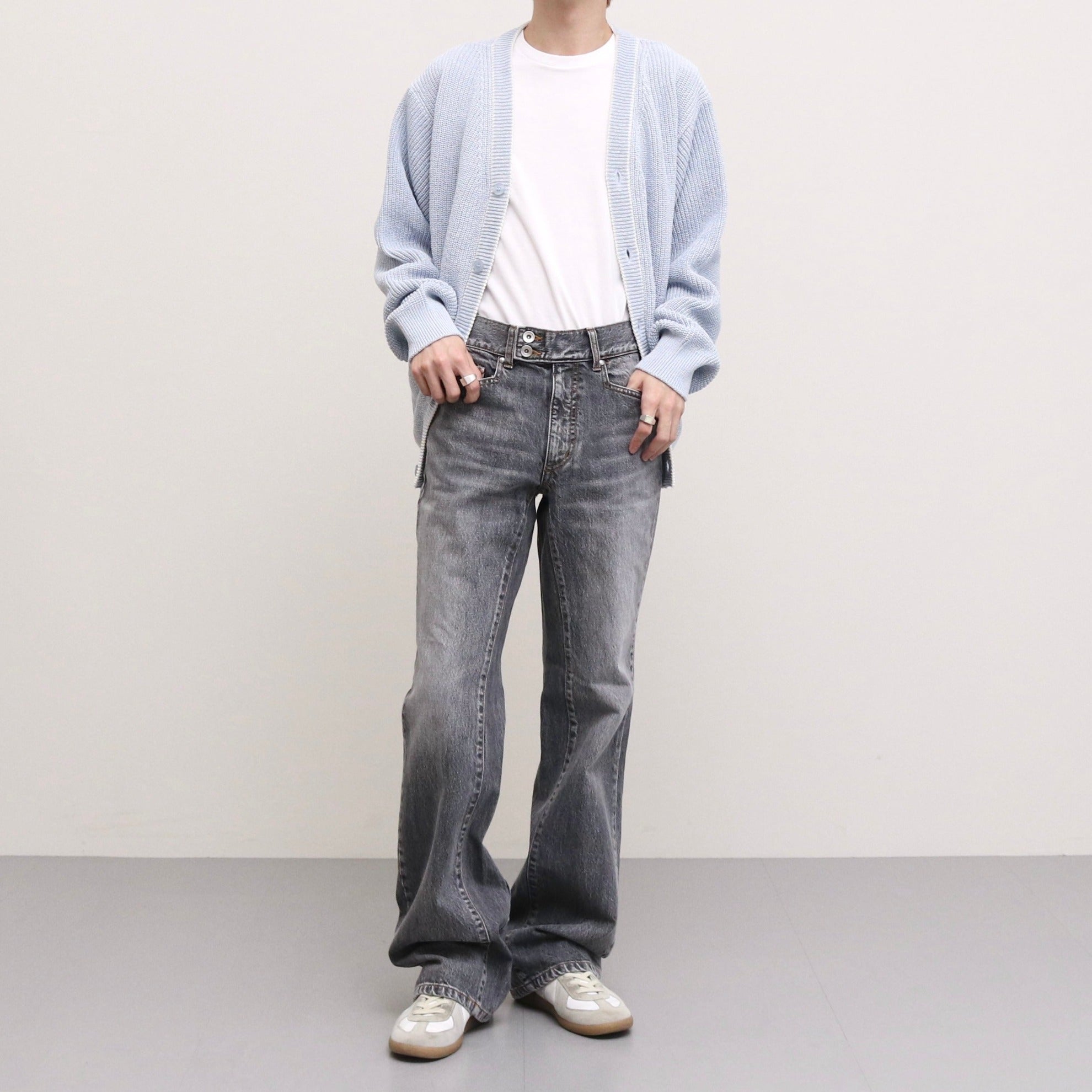 RIB CARDIGAN #SAX [AL23S-KN02]