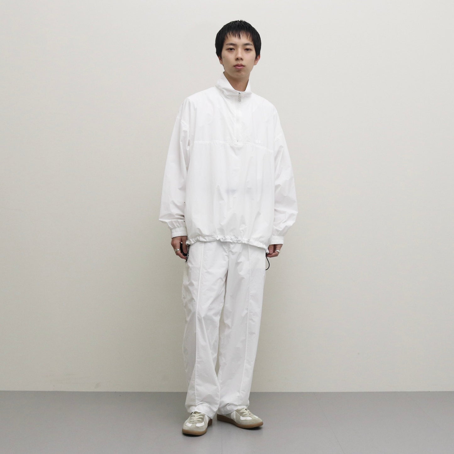 NYLON PULL OVER ZIP UP SHIRT #WHITE [TTT-2023AW-SH01]