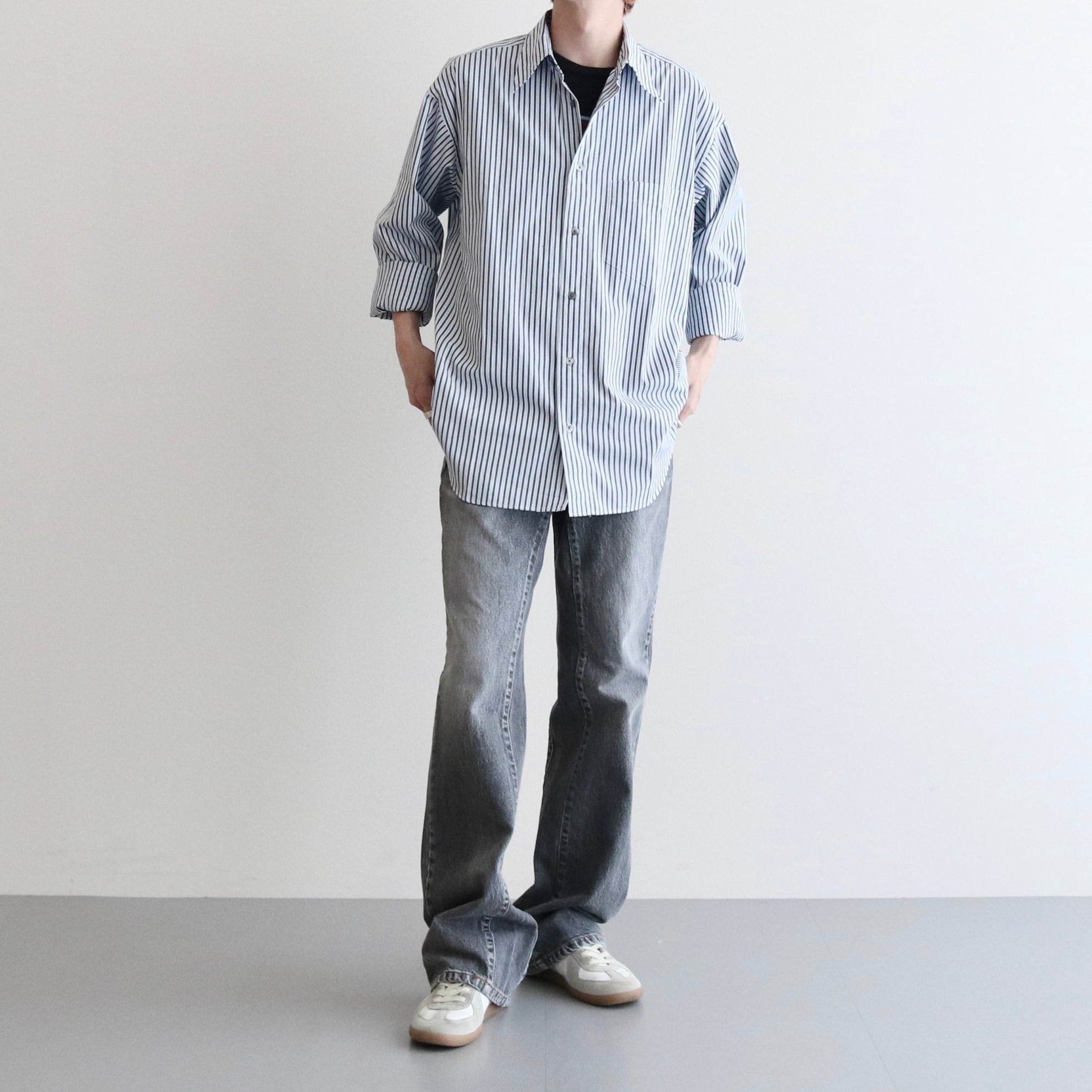 STRIPE OPEN SH #NAVY [LB231-SH08]