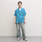 HAWAIIAN H/S SHIRT #SKY/BROWN [TI4009]