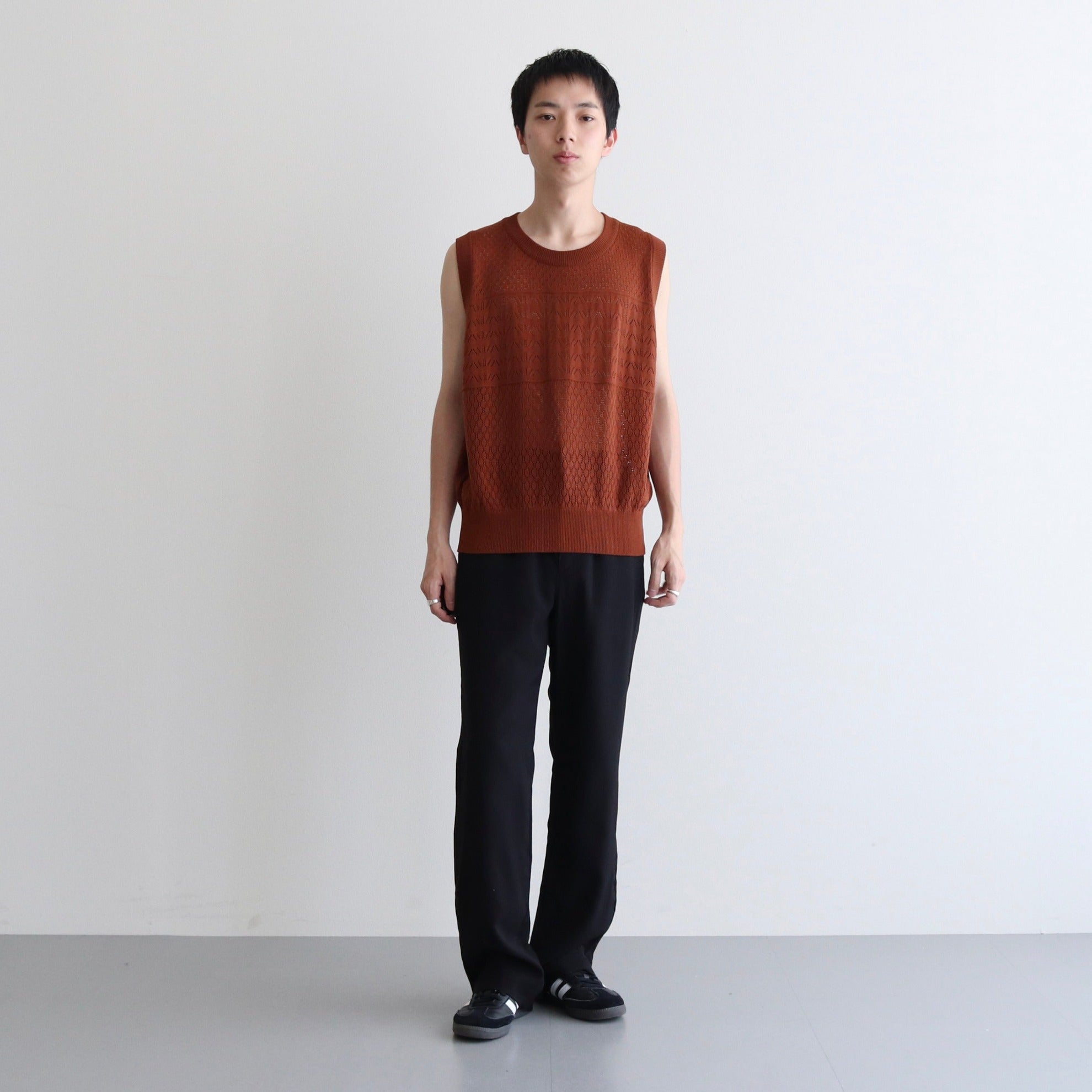 OPENWORK KNIT VEST #BROWN [AL23S-KN03]