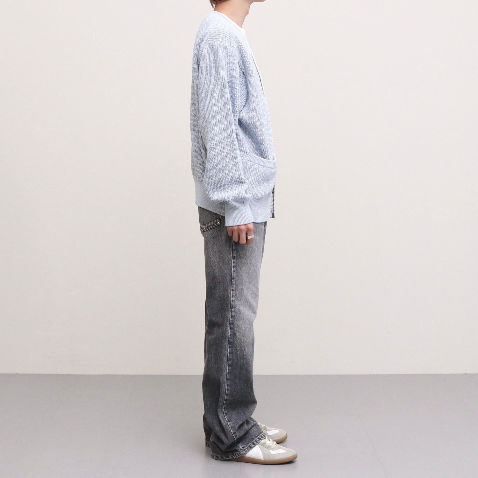 RIB CARDIGAN #SAX [AL23S-KN02]