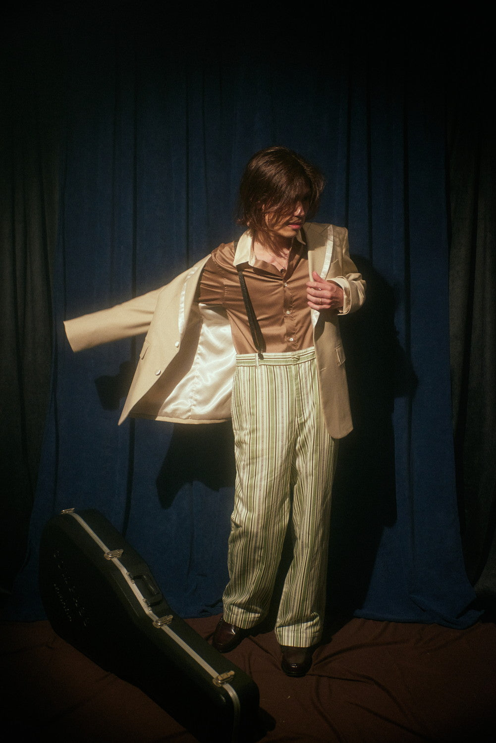 HIGH COLLAR SHIRT #CAMEL×OFF WHITE [TI035015]