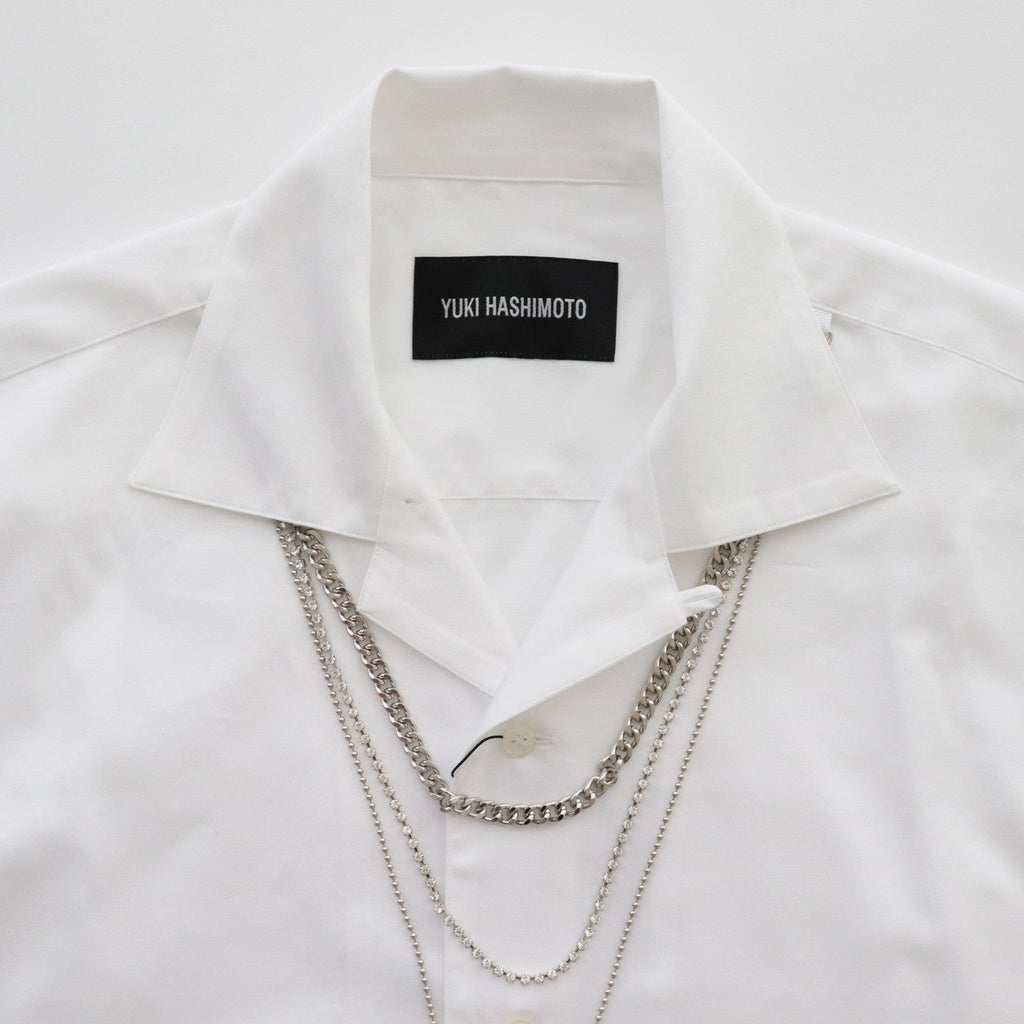 NECKLESS ATTACHED OPEN COLLAR SHIRTS #WHITE [231-01-0103]