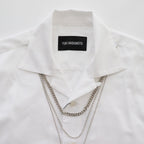 NECKLESS ATTACHED OPEN COLLAR SHIRTS #WHITE [231-01-0103]