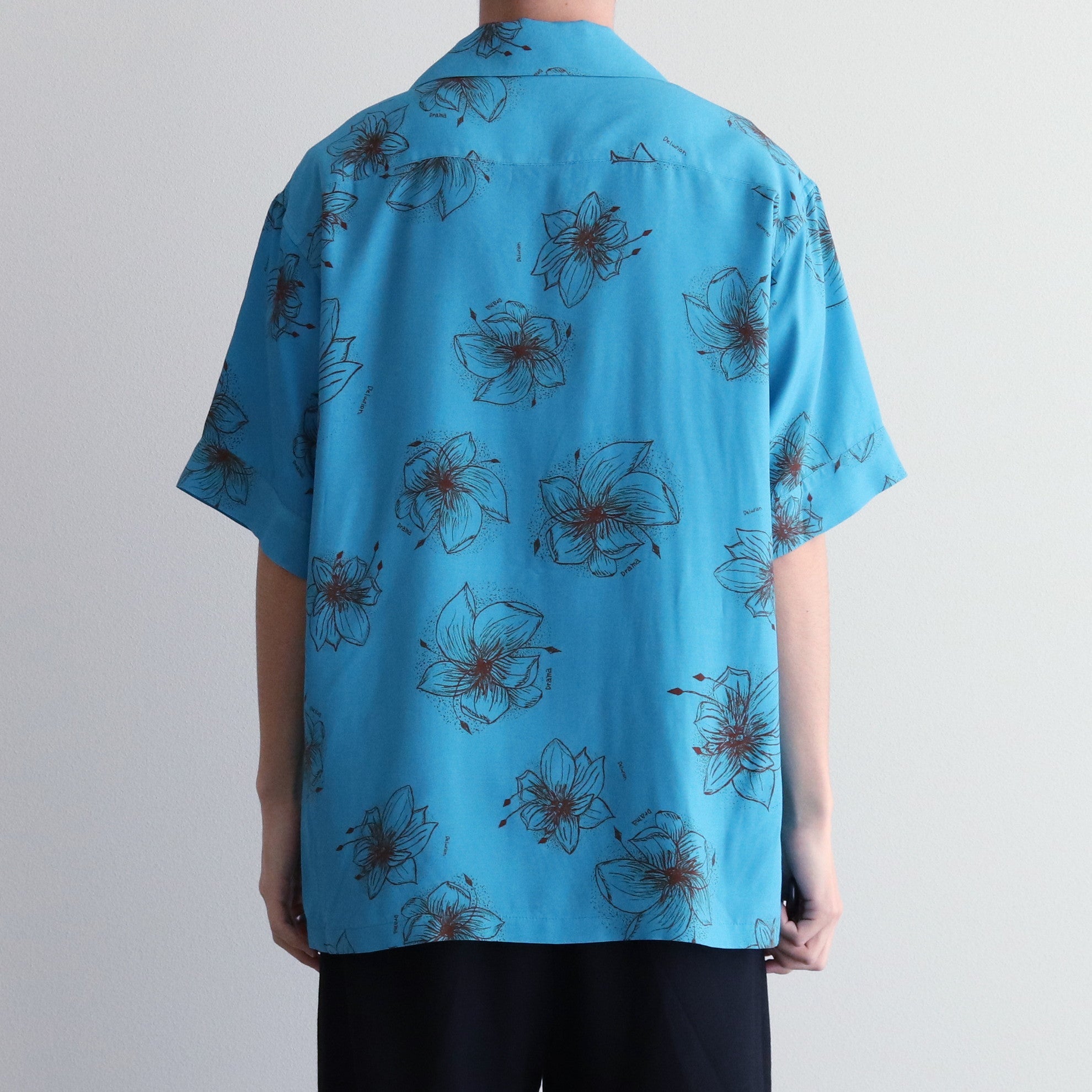 HAWAIIAN H/S SHIRT #SKY/BROWN [TI4009]