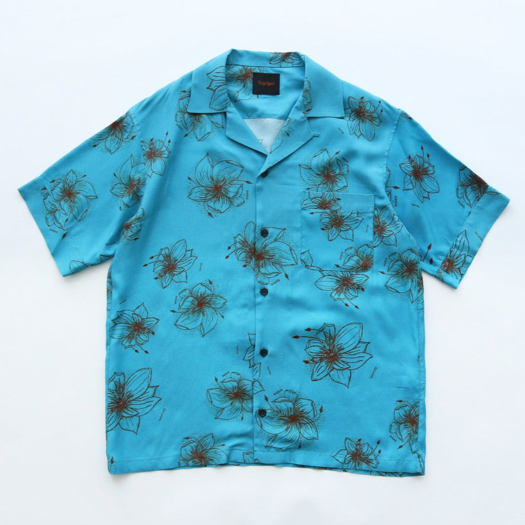 HAWAIIAN H/S SHIRT #SKY/BROWN [TI4009]