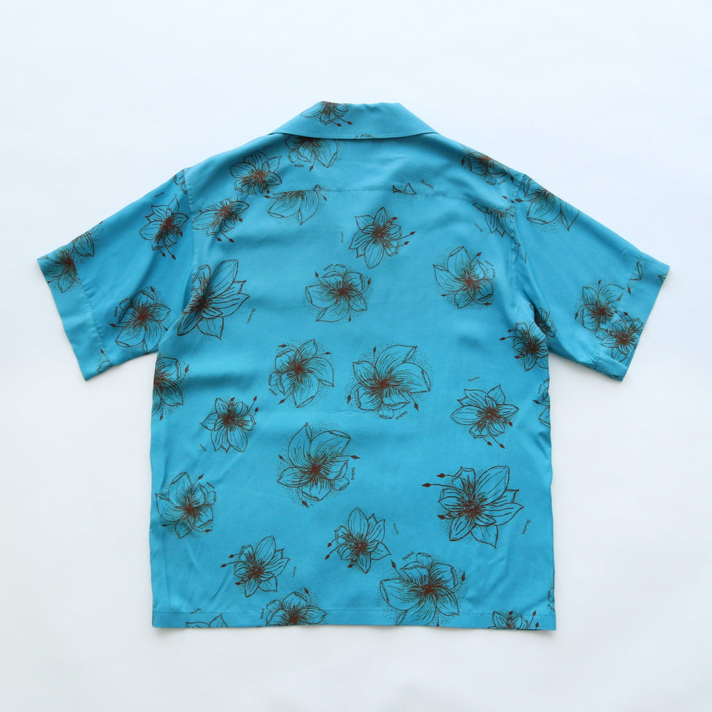 HAWAIIAN H/S SHIRT #SKY/BROWN [TI4009]