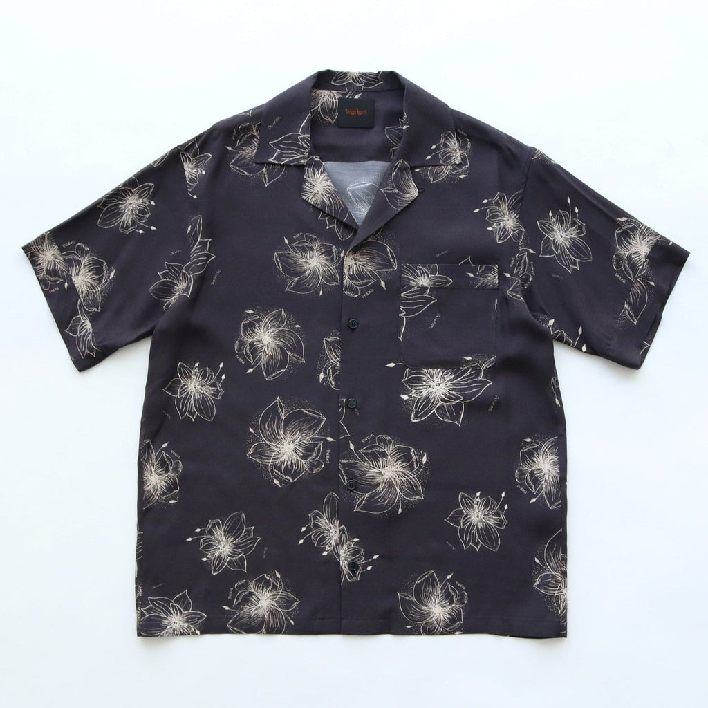 HAWAIIAN H/S SHIRT #BLACK/CREAM [TI4009]