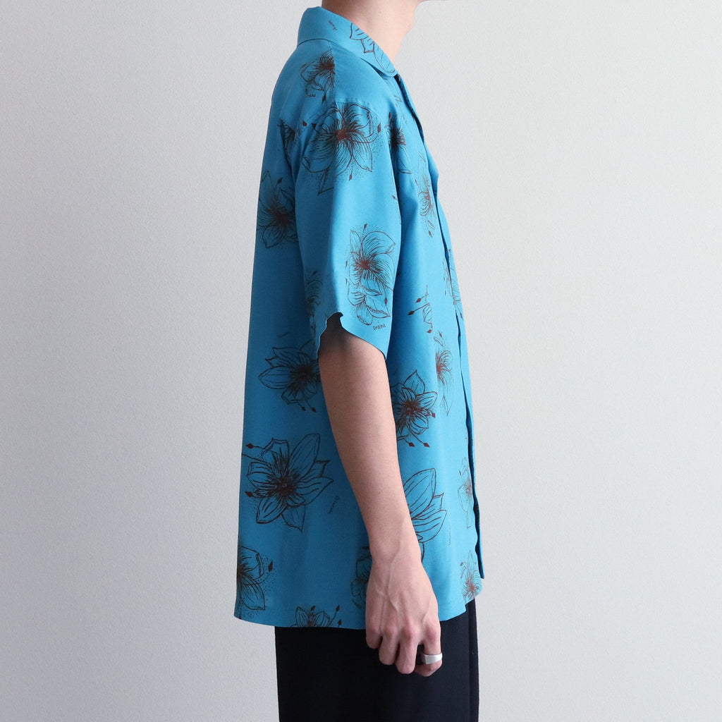 HAWAIIAN H/S SHIRT #SKY/BROWN [TI4009]