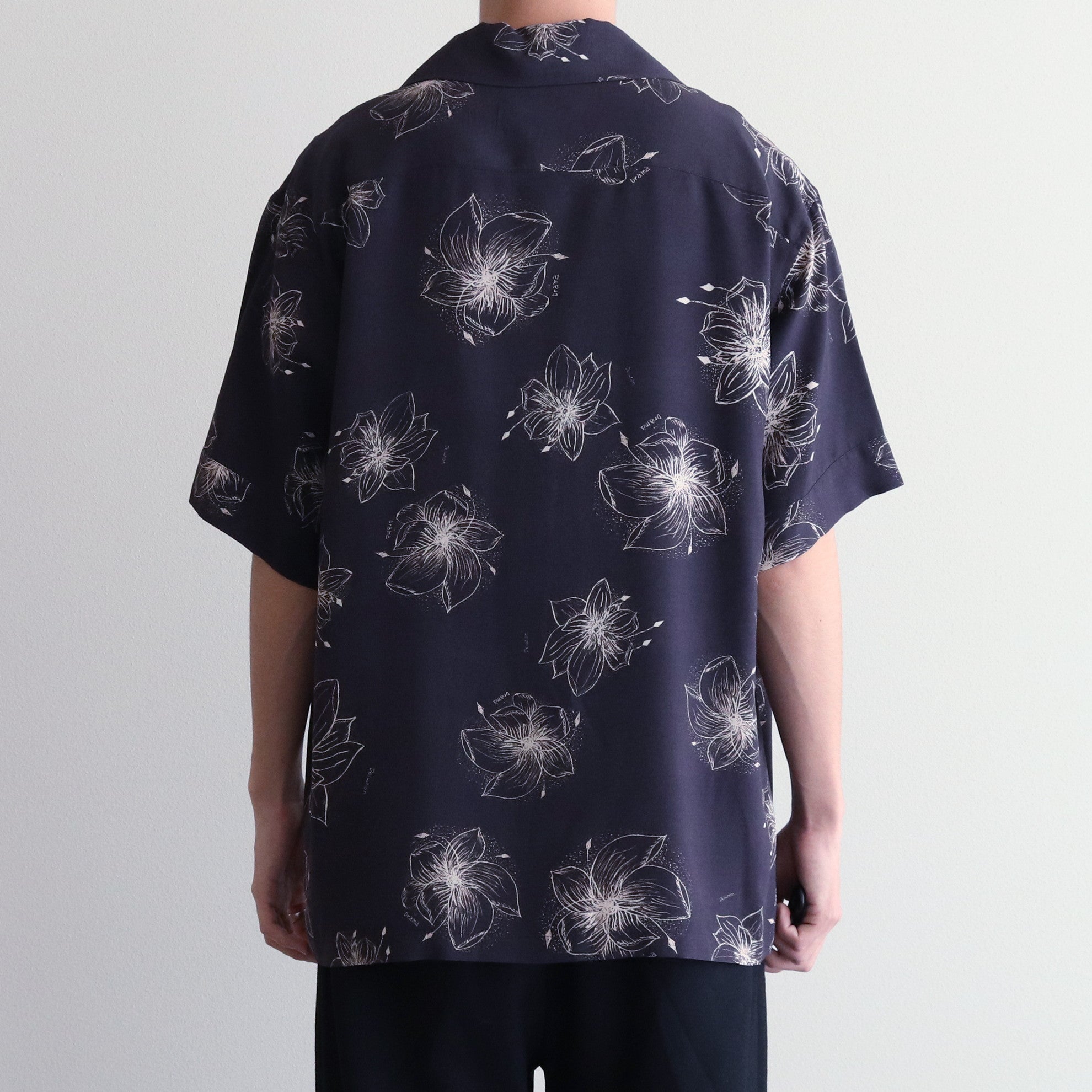 HAWAIIAN H/S SHIRT #BLACK/CREAM [TI4009]