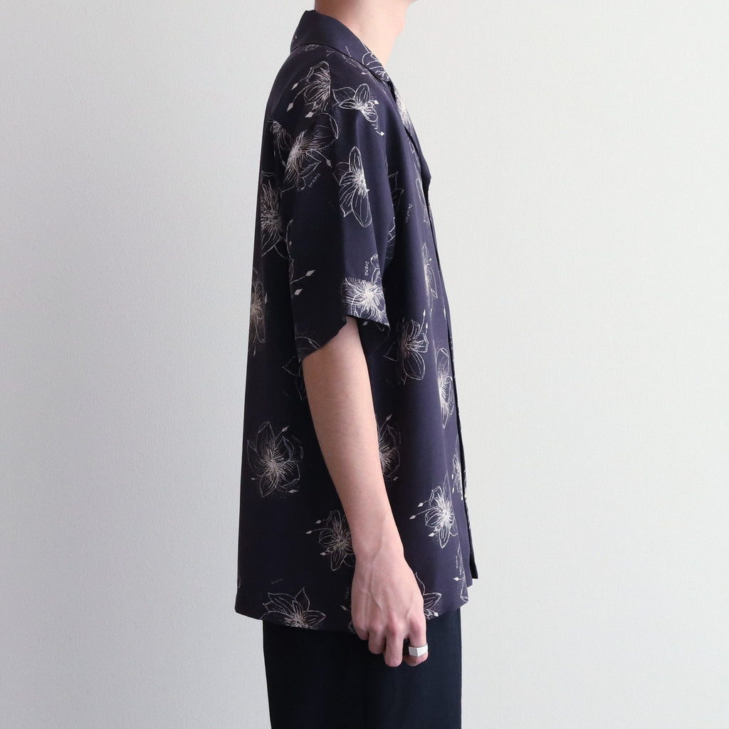 HAWAIIAN H/S SHIRT #BLACK/CREAM [TI4009]