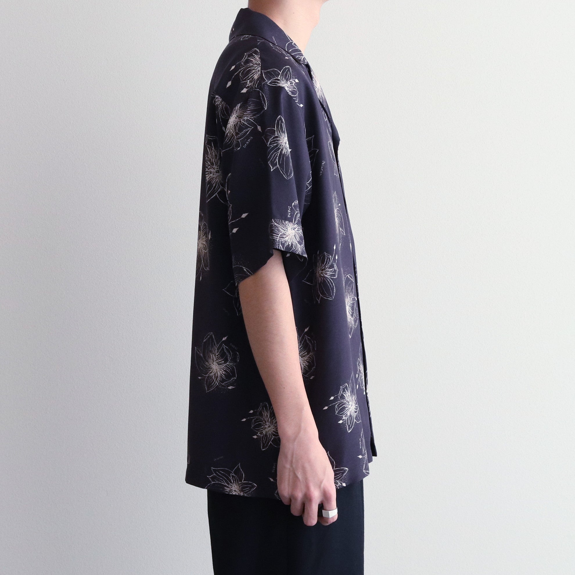 HAWAIIAN H/S SHIRT #BLACK/CREAM [TI4009]