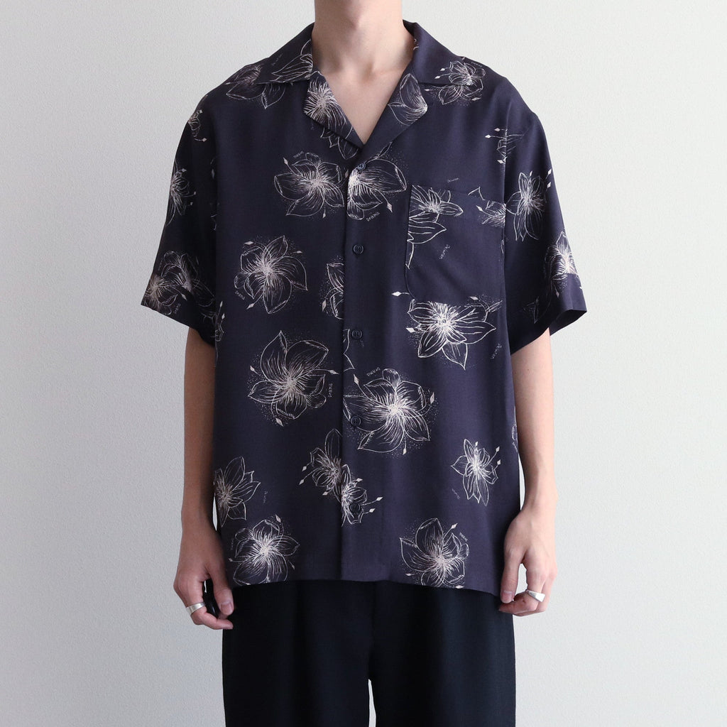 HAWAIIAN H/S SHIRT #BLACK/CREAM [TI4009]